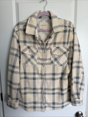 Thread & Supply Cream and Gray Plaid Utility Shacket